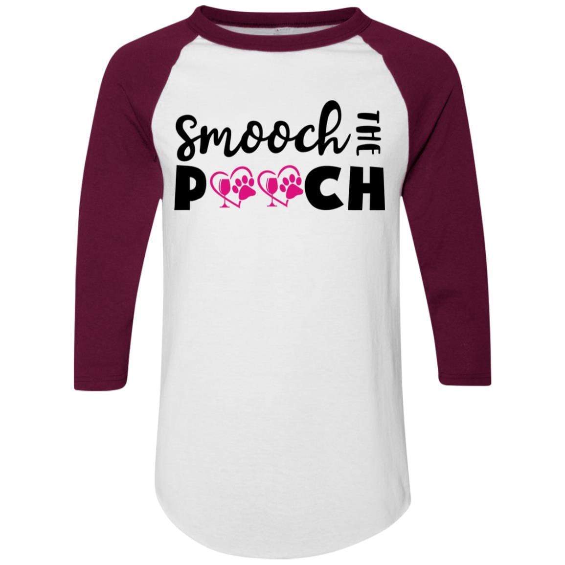 T-Shirts White/Maroon / S Winey Bitches Co "Smooch The Pooch" Colorblock Raglan Jersey WineyBitchesCo