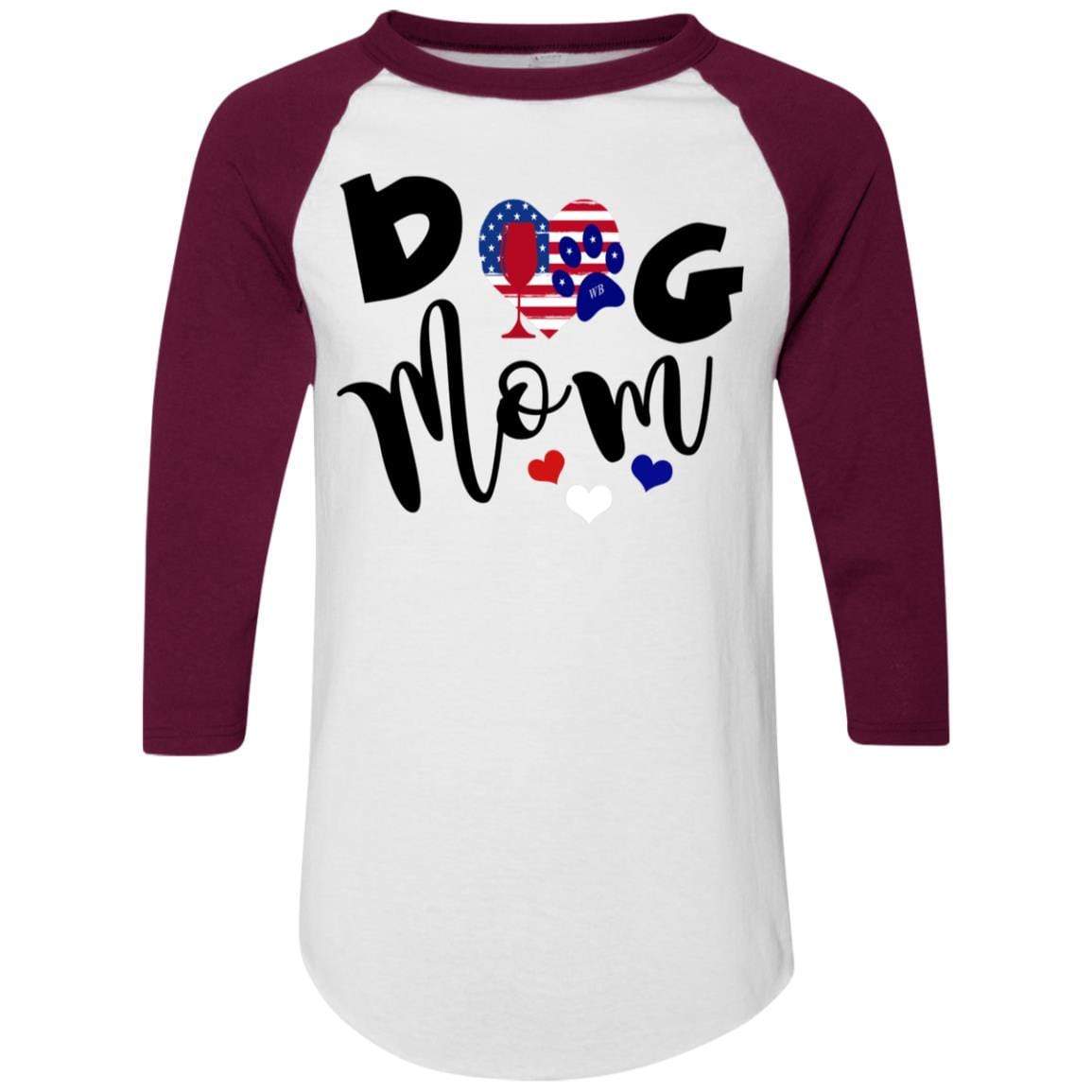 T-Shirts White/Maroon / S WineyBitches.Co Dog Mom Colorblock Raglan Jersey WineyBitchesCo