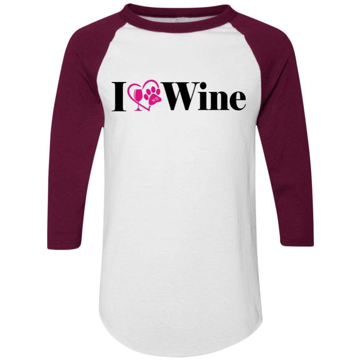 T-Shirts White/Maroon / S WineyBitches.Co "I Love Wine" Augusta Colorblock Raglan Jersey WineyBitchesCo