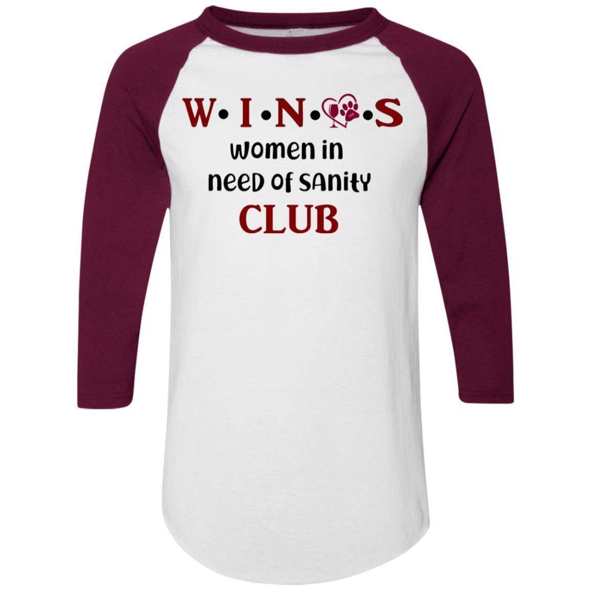 T-Shirts White/Maroon / S WineyBitches.Co WINOS Club Colorblock Raglan Jersey (Burg Lettering) WineyBitchesCo