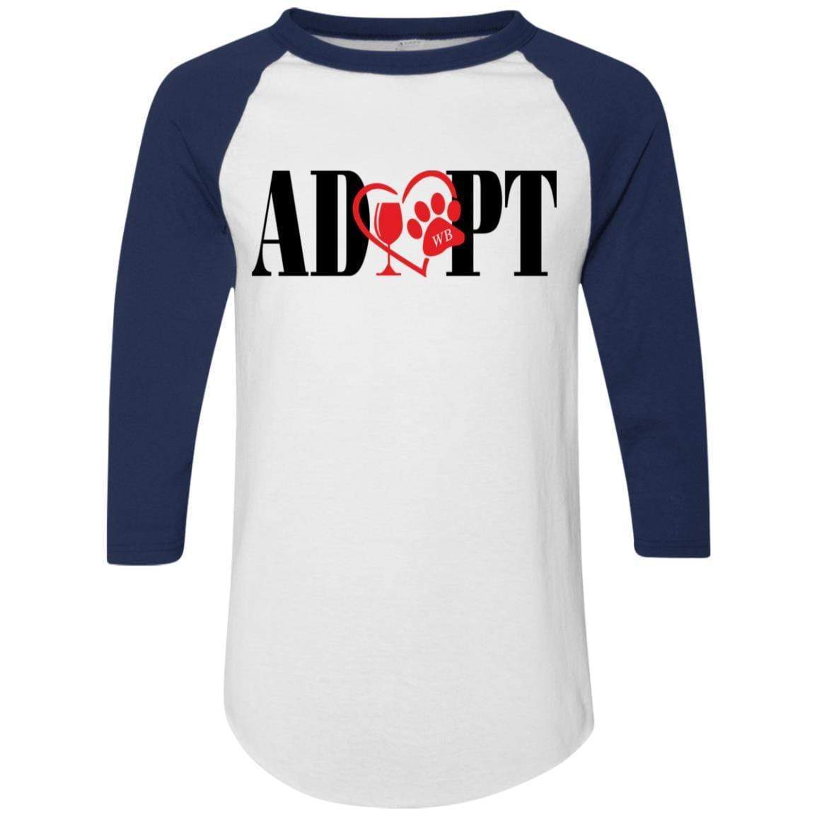 T-Shirts White/Navy / S Winey Bitches Co "Adopt" Augusta Colorblock Raglan Jersey WineyBitchesCo