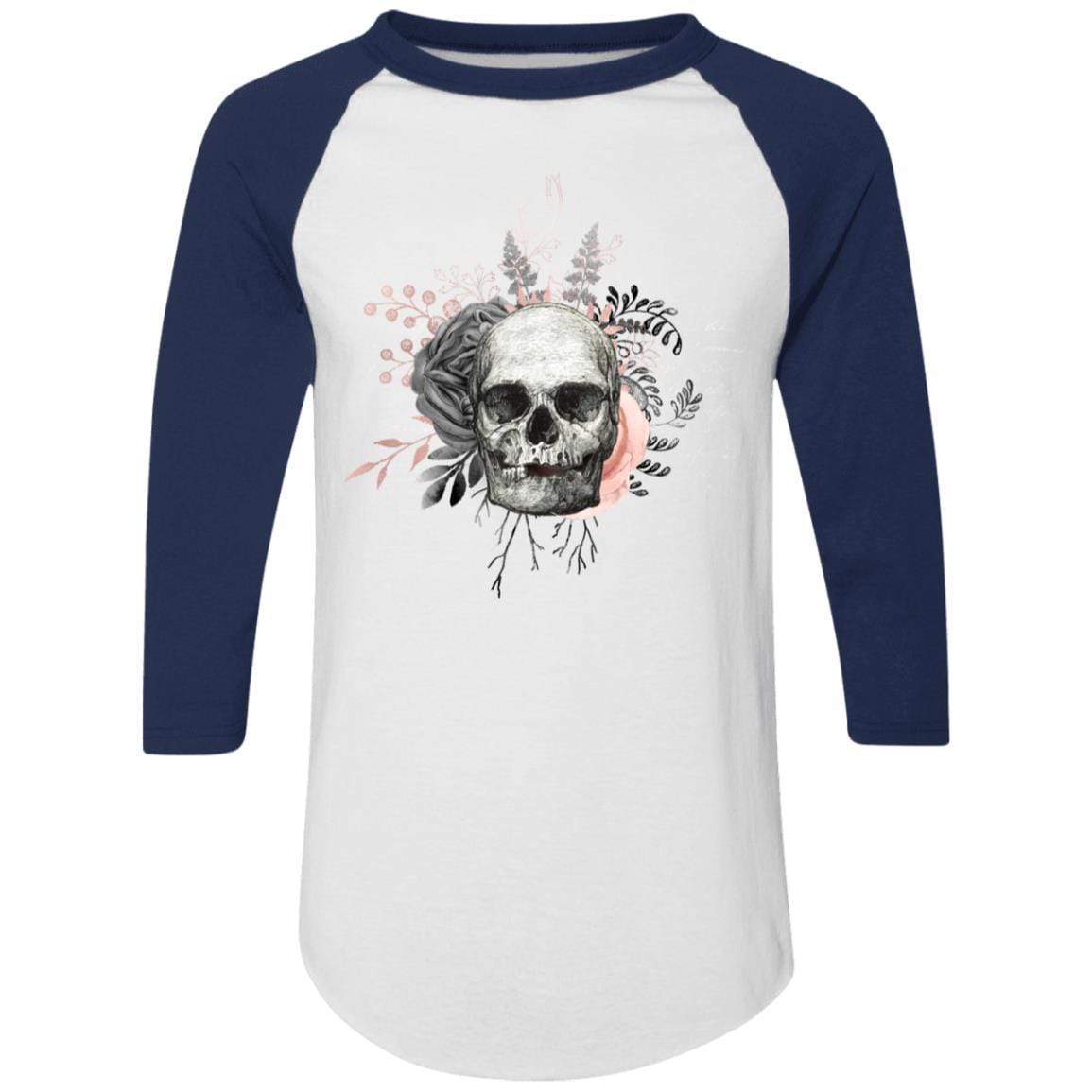 T-Shirts White/Navy / S Winey Bitches Co Skull Design #4 Colorblock Raglan Jersey WineyBitchesCo