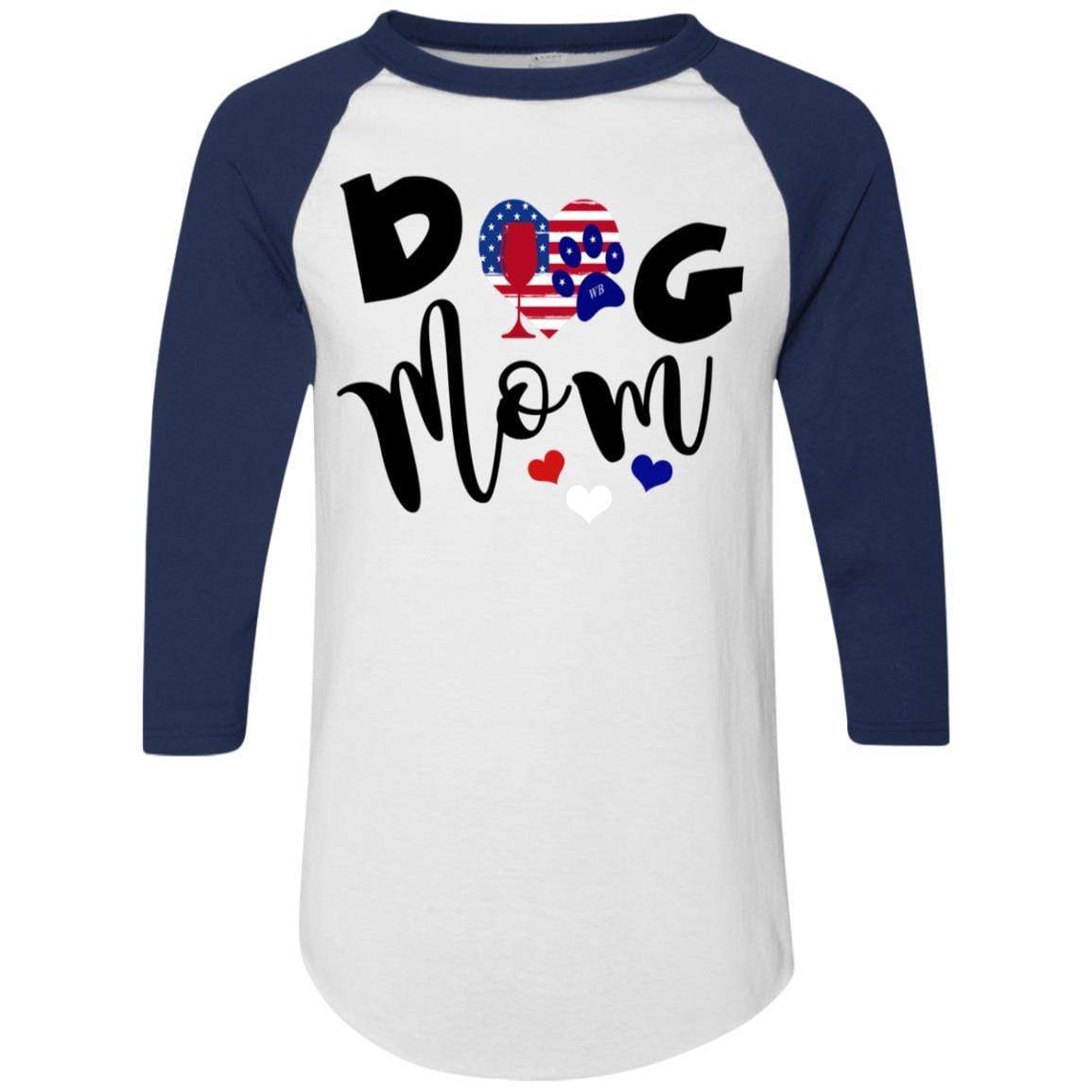 T-Shirts White/Navy / S WineyBitches.Co Dog Mom Colorblock Raglan Jersey WineyBitchesCo