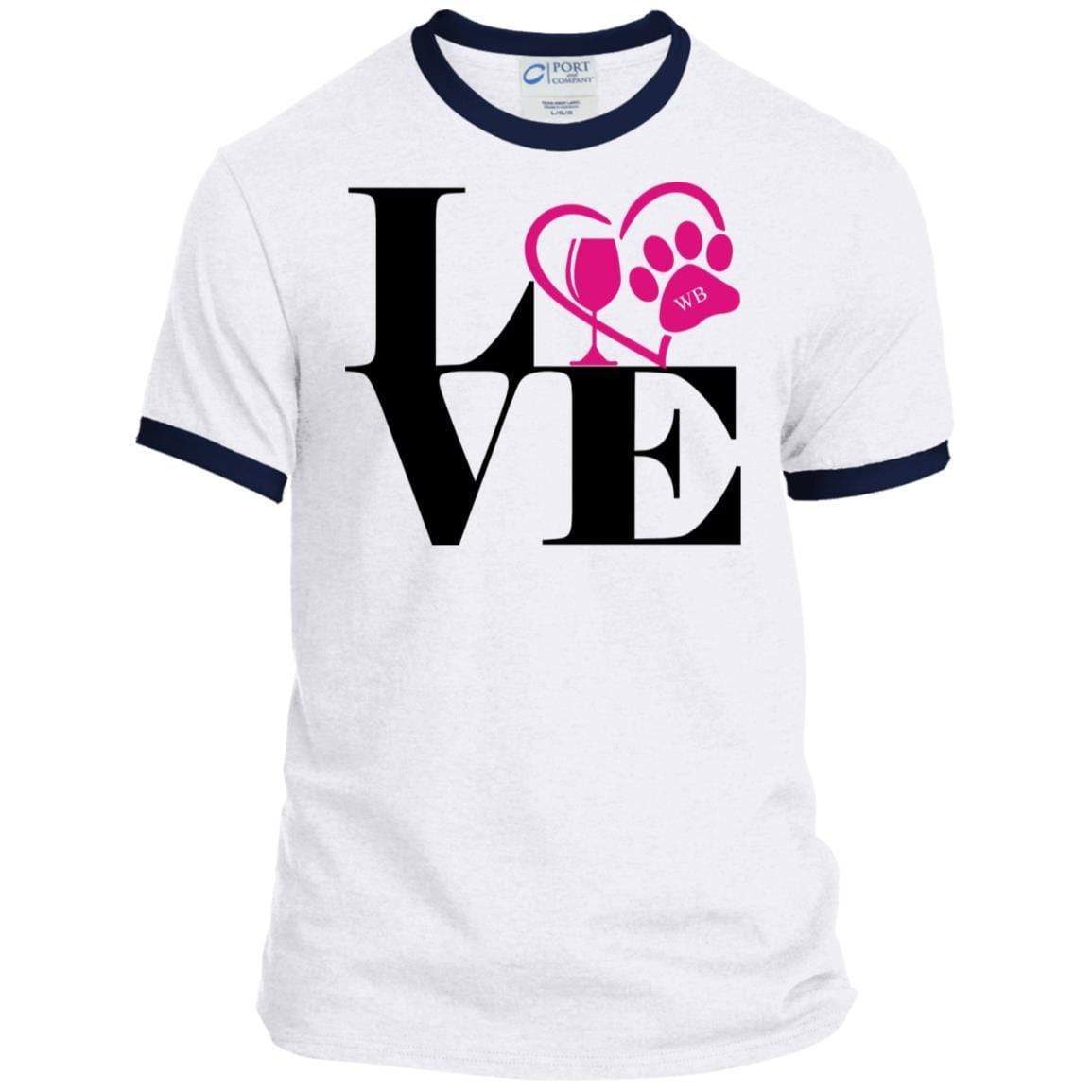 T-Shirts White/Navy / S WineyBitches.Co "Love Paw 2" Port & Co. Ringer Tee WineyBitchesCo