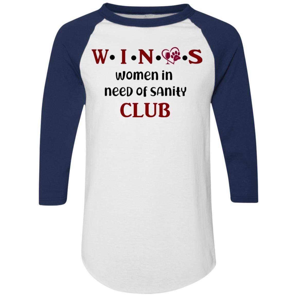 T-Shirts White/Navy / S WineyBitches.Co WINOS Club Colorblock Raglan Jersey (Burg Lettering) WineyBitchesCo