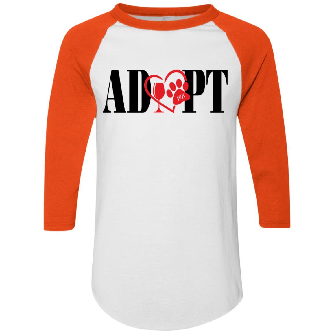 T-Shirts White/Orange / S Winey Bitches Co "Adopt" Augusta Colorblock Raglan Jersey WineyBitchesCo