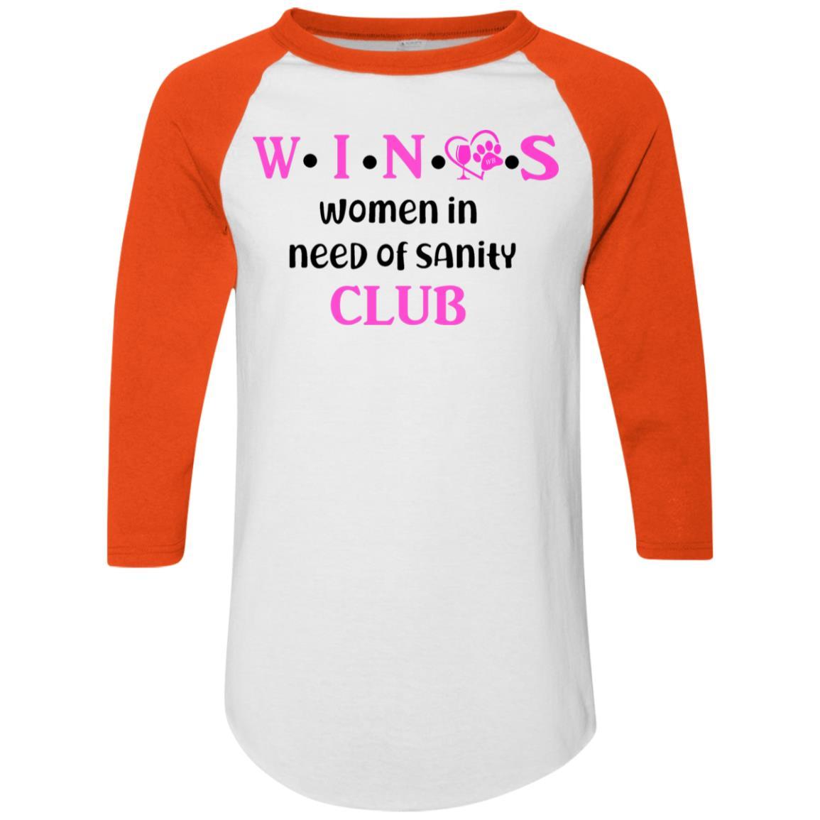 T-Shirts White/Orange / S WineyBitches.Co WINOS Club Colorblock Raglan Jersey (Pink Lettering) WineyBitchesCo