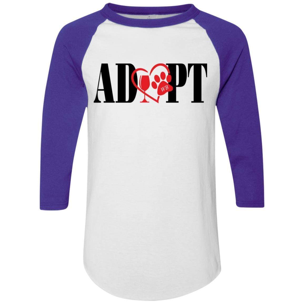T-Shirts White/Purple / S Winey Bitches Co "Adopt" Augusta Colorblock Raglan Jersey WineyBitchesCo