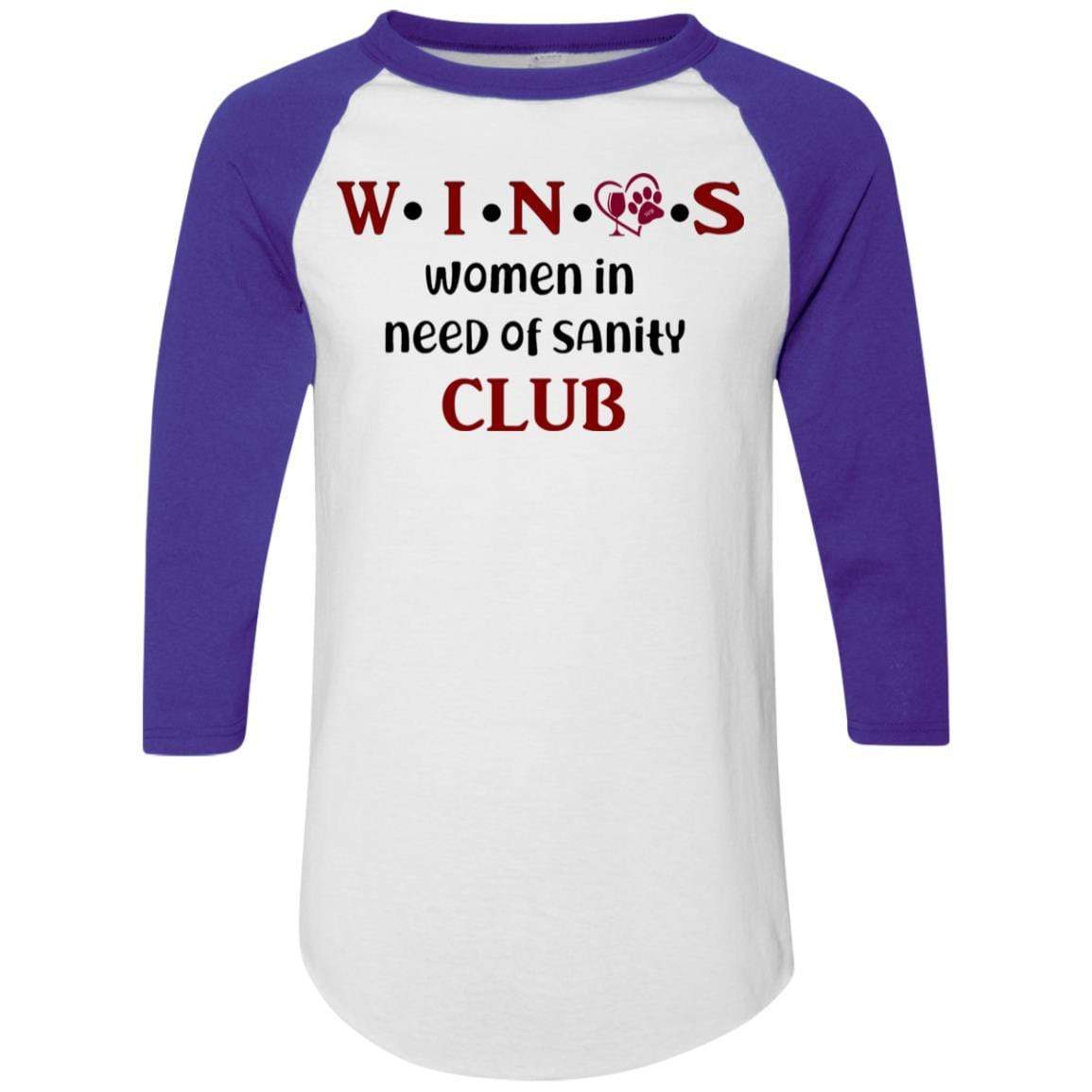 T-Shirts White/Purple / S WineyBitches.Co WINOS Club Colorblock Raglan Jersey (Burg Lettering) WineyBitchesCo
