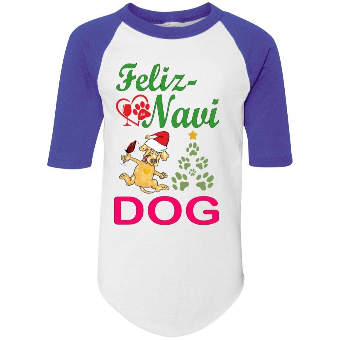 T-Shirts White/Purple / YS WineyBitches.co Feliz Navi Dog Youth Colorblock Raglan Jersey WineyBitchesCo