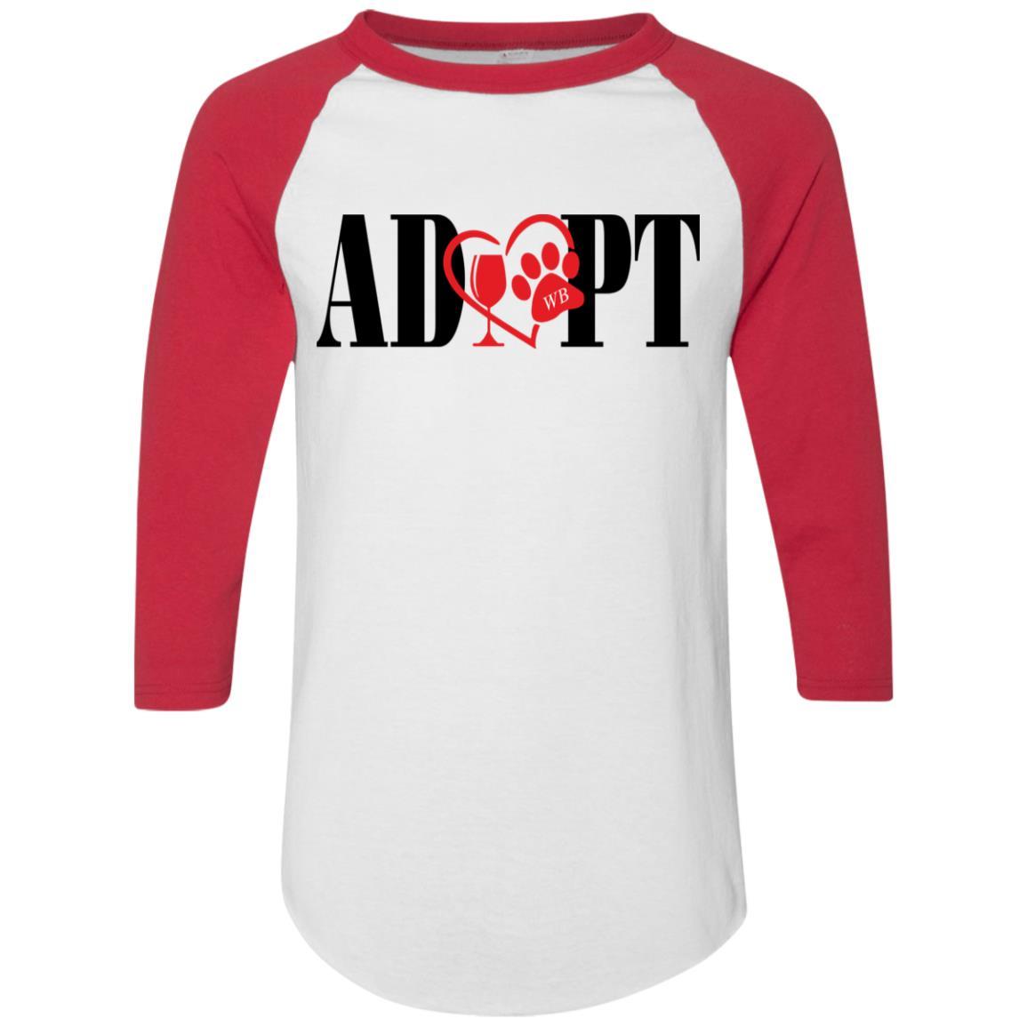 T-Shirts White/Red / S Winey Bitches Co "Adopt" Augusta Colorblock Raglan Jersey WineyBitchesCo