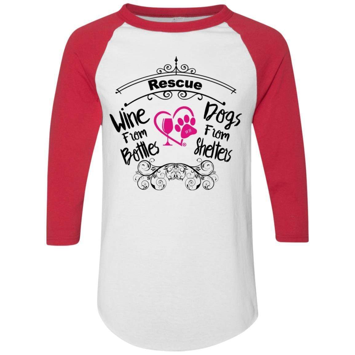 T-Shirts White/Red / S Winey Bitches Co "I Rescue Wine From Bottles & Dog From Shelters" Colorblock Raglan Jersey WineyBitchesCo