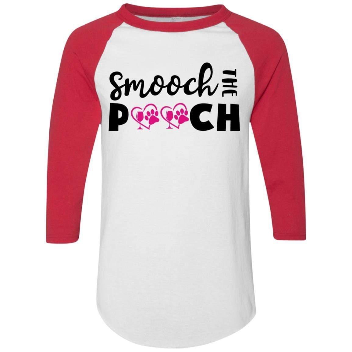 T-Shirts White/Red / S Winey Bitches Co "Smooch The Pooch" Colorblock Raglan Jersey WineyBitchesCo