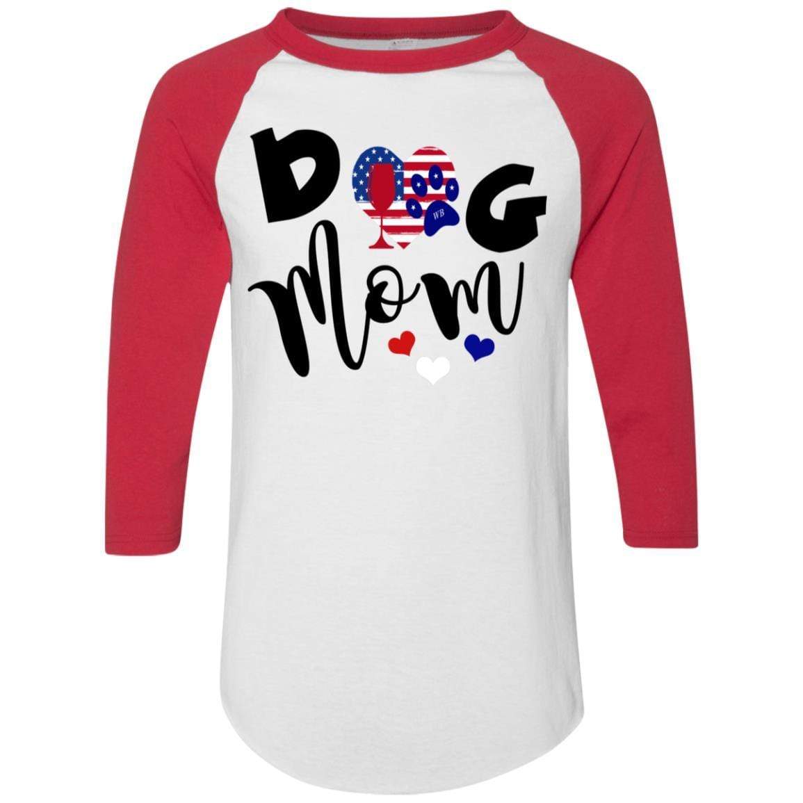 T-Shirts White/Red / S WineyBitches.Co Dog Mom Colorblock Raglan Jersey WineyBitchesCo