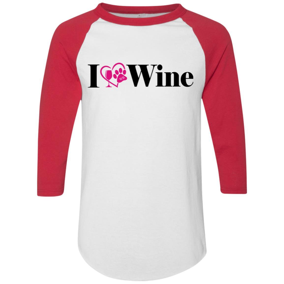 T-Shirts White/Red / S WineyBitches.Co "I Love Wine" Augusta Colorblock Raglan Jersey WineyBitchesCo