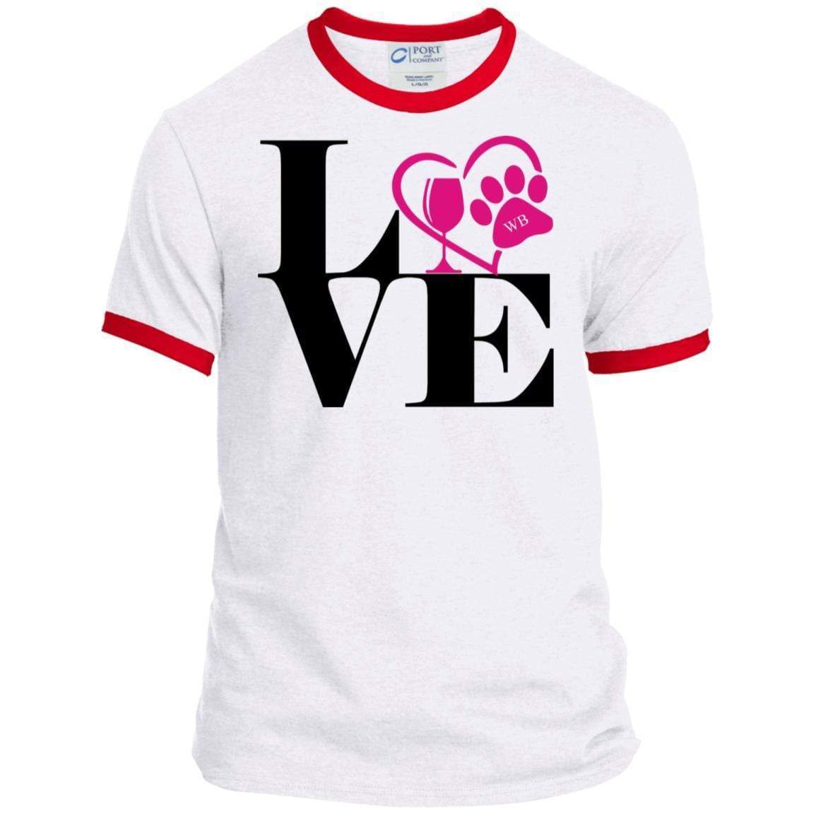 T-Shirts White/Red / S WineyBitches.Co "Love Paw 2" Port & Co. Ringer Tee WineyBitchesCo