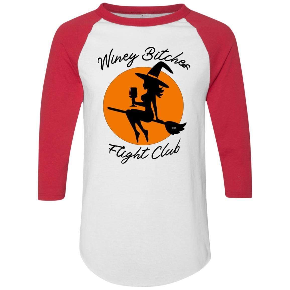 T-Shirts White/Red / S WineyBitches.Co "Winey Bitches Flight Club" Colorblock Raglan Jersey WineyBitchesCo
