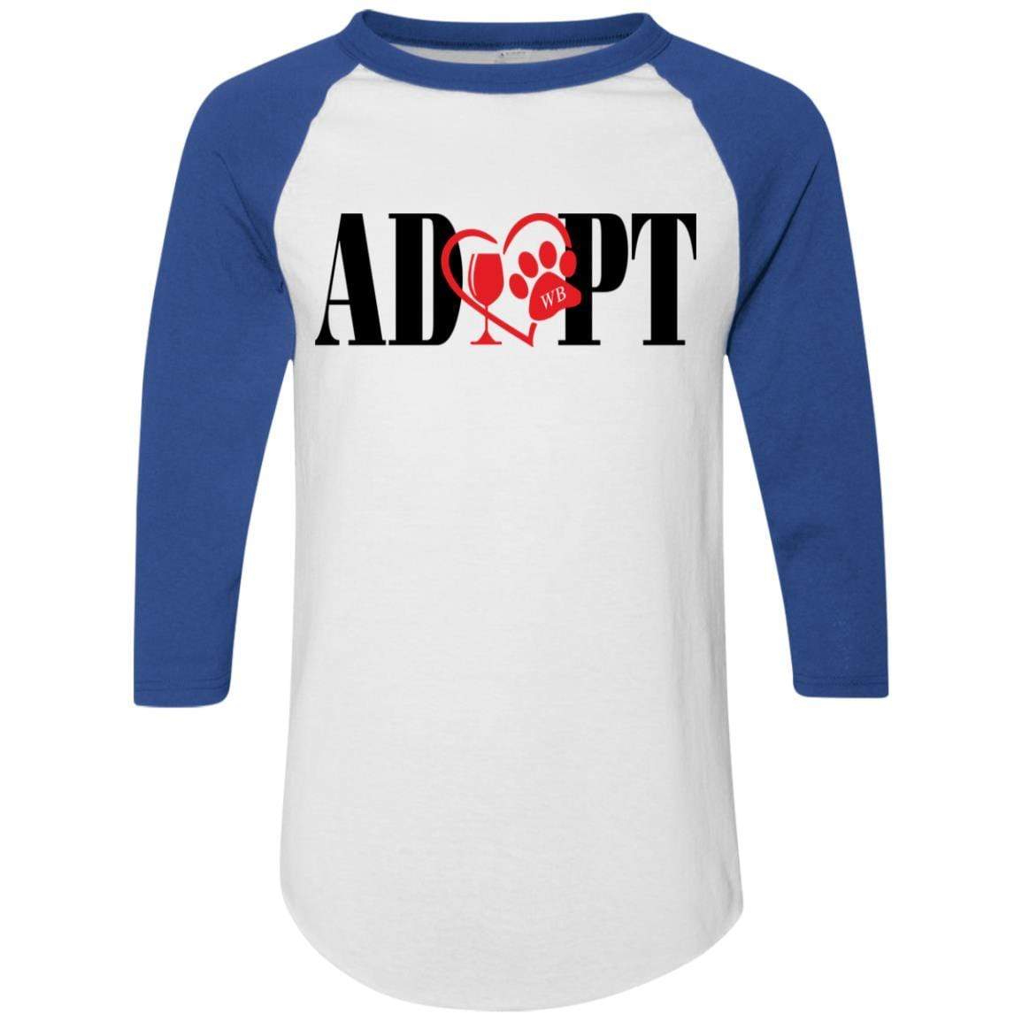 T-Shirts White/Royal / S Winey Bitches Co "Adopt" Augusta Colorblock Raglan Jersey WineyBitchesCo