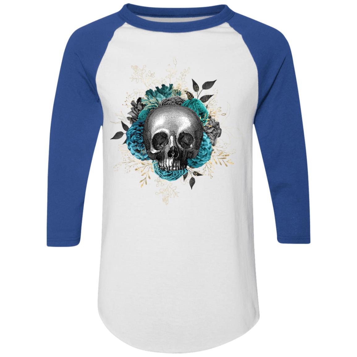 T-Shirts White/Royal / S Winey Bitches Co Skull Design #3 Colorblock Raglan Jersey WineyBitchesCo