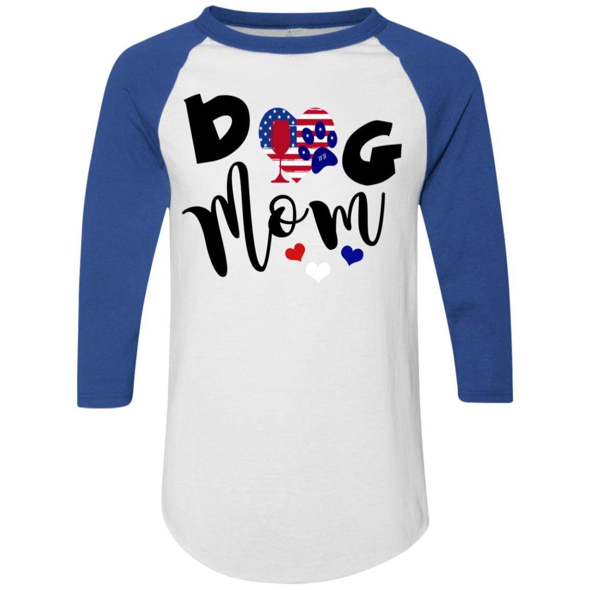 T-Shirts White/Royal / S WineyBitches.Co Dog Mom Colorblock Raglan Jersey WineyBitchesCo