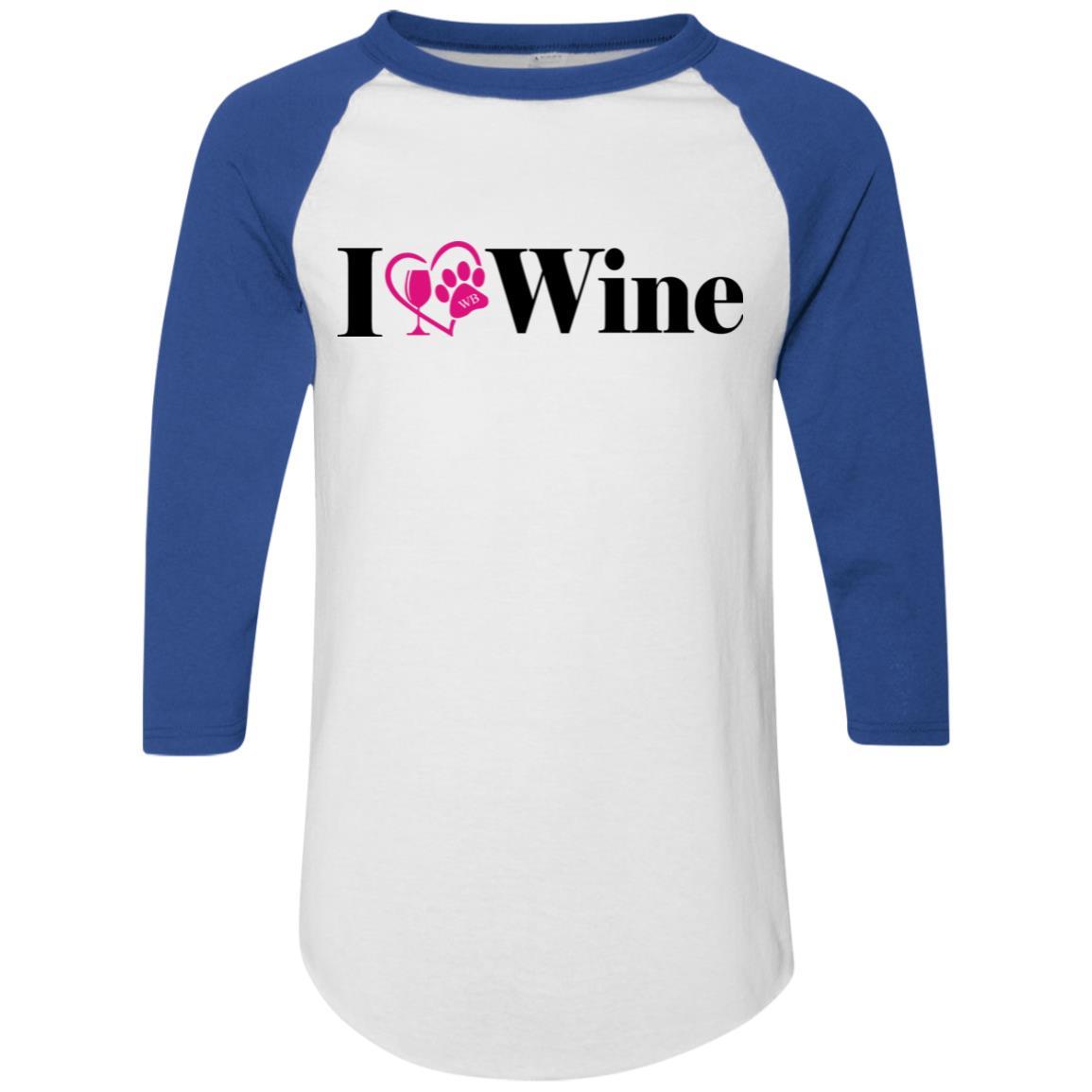 T-Shirts White/Royal / S WineyBitches.Co "I Love Wine" Augusta Colorblock Raglan Jersey WineyBitchesCo