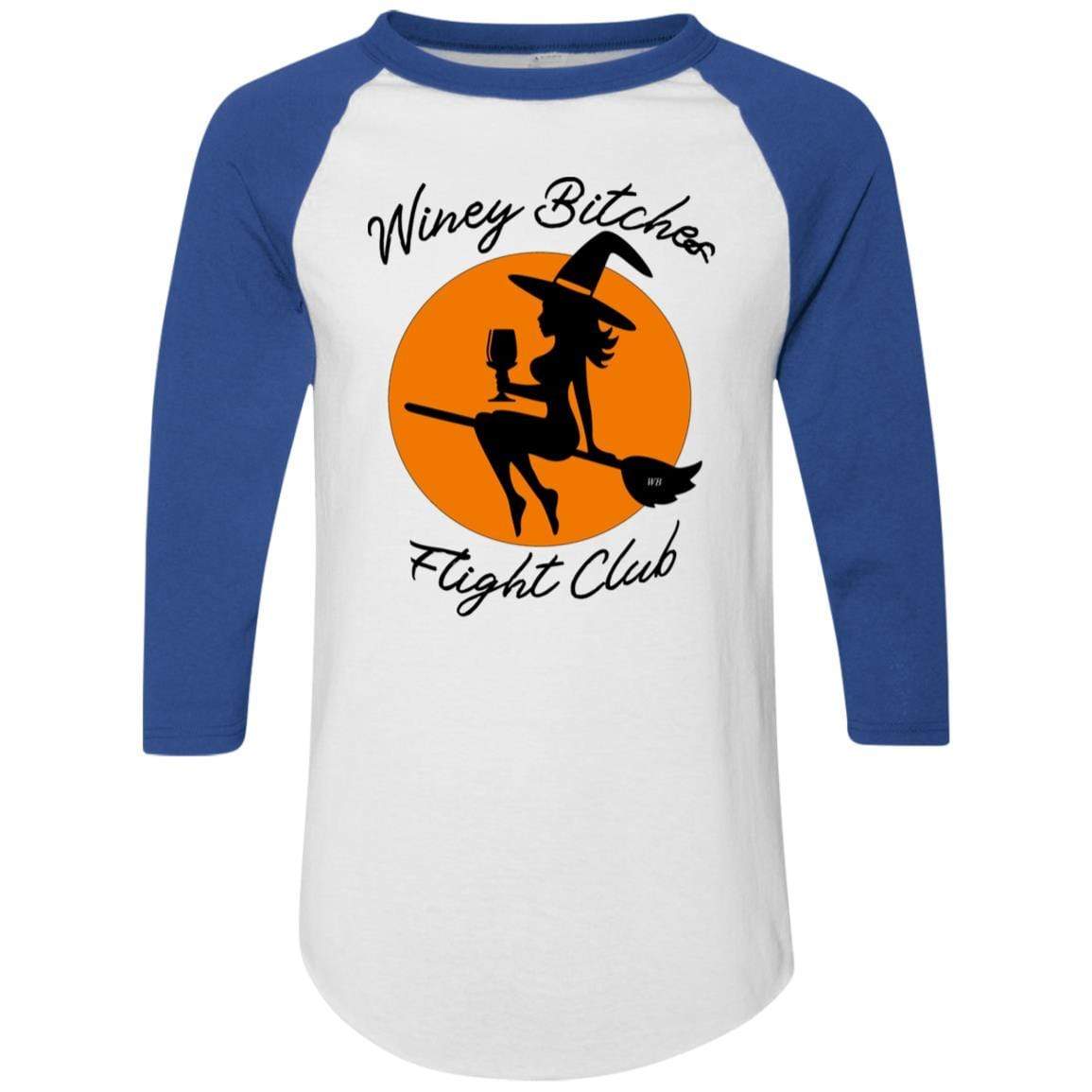 T-Shirts White/Royal / S WineyBitches.Co "Winey Bitches Flight Club" Colorblock Raglan Jersey WineyBitchesCo