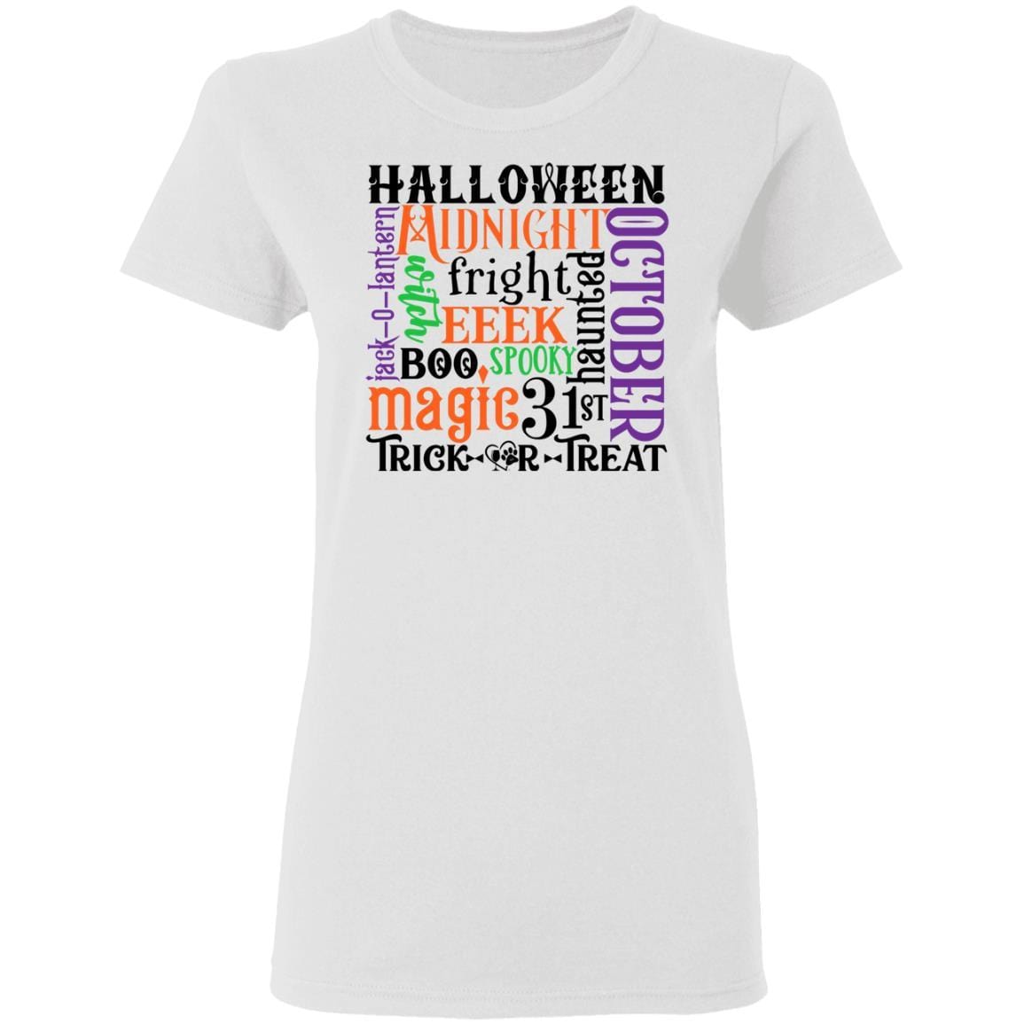 T-Shirts White / S Winey Bitches Co "Halloween Word Jumble" Ladies' 5.3 oz. T-Shirt WineyBitchesCo