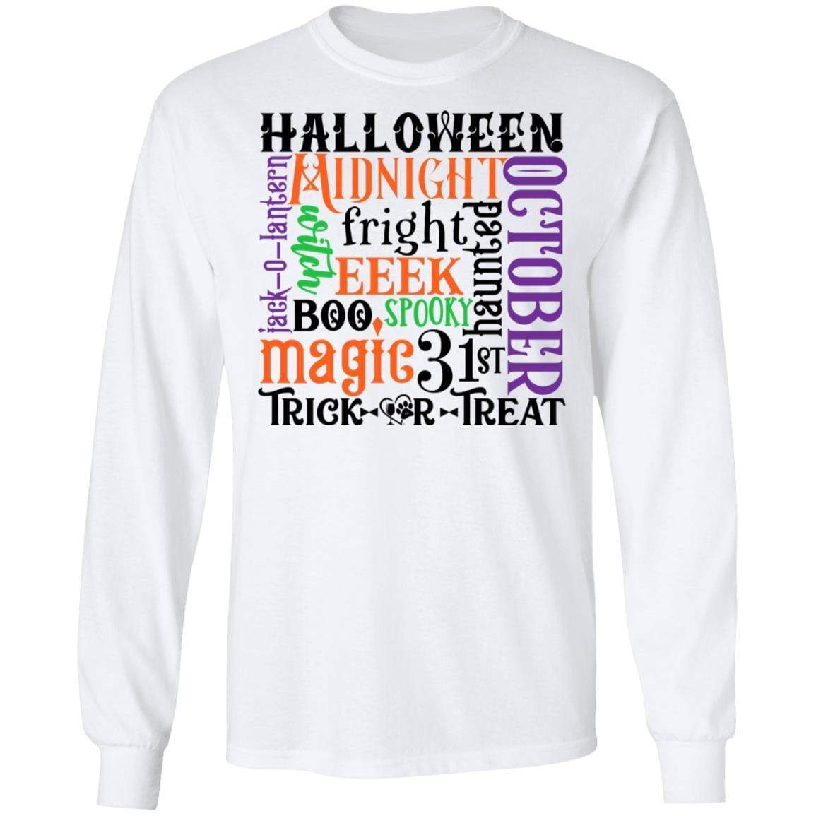 T-Shirts White / S Winey Bitches Co "Halloween Word Jumble" LS Ultra Cotton T-Shirt WineyBitchesCo