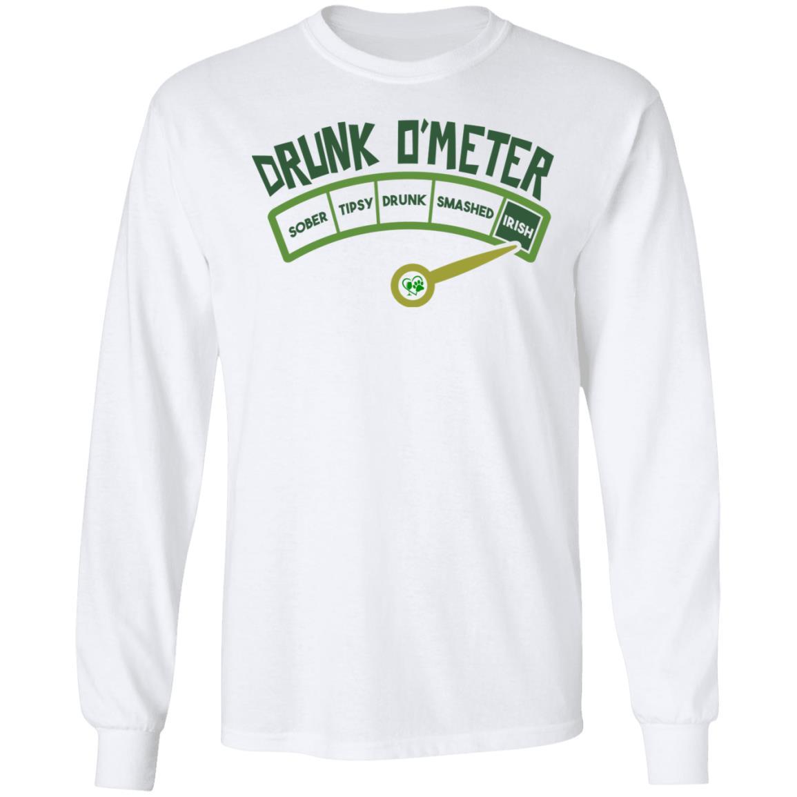 T-Shirts White / S Winey Bitches Co "Irish Drunk O'Meter" LS Ultra Cotton T-Shirt WineyBitchesCo