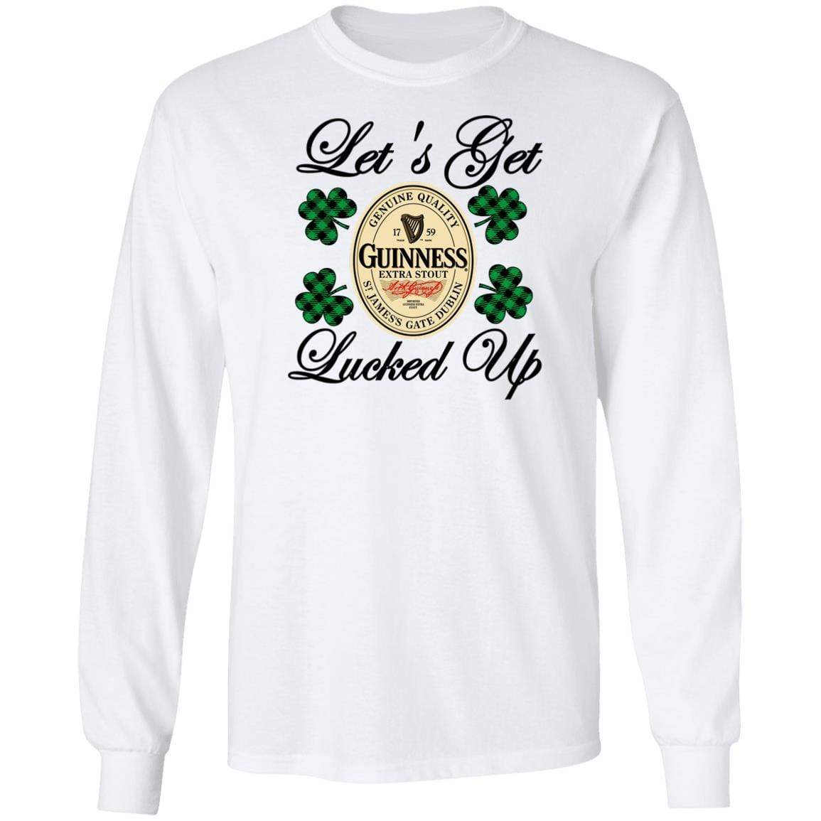 T-Shirts White / S Winey Bitches Co "Let's Get Lucked Up" Guinness LS Ultra Cotton T-Shirt WineyBitchesCo