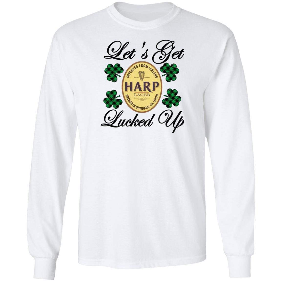 T-Shirts White / S Winey Bitches Co "Let's Get Lucked Up" Harp LS Ultra Cotton T-Shirt WineyBitchesCo