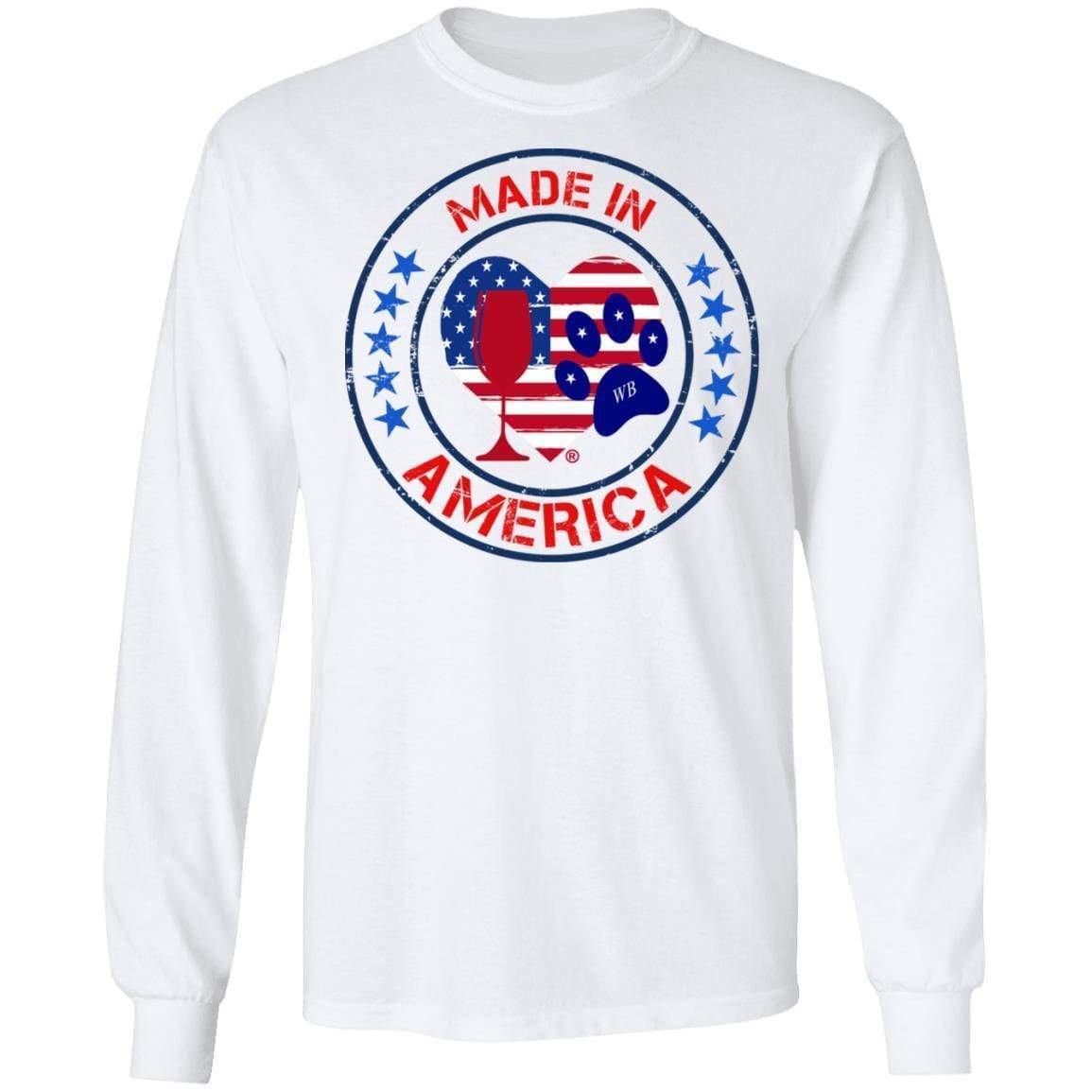 T-Shirts White / S Winey Bitches Co "Made In America" LS Ultra Cotton T-Shirt WineyBitchesCo