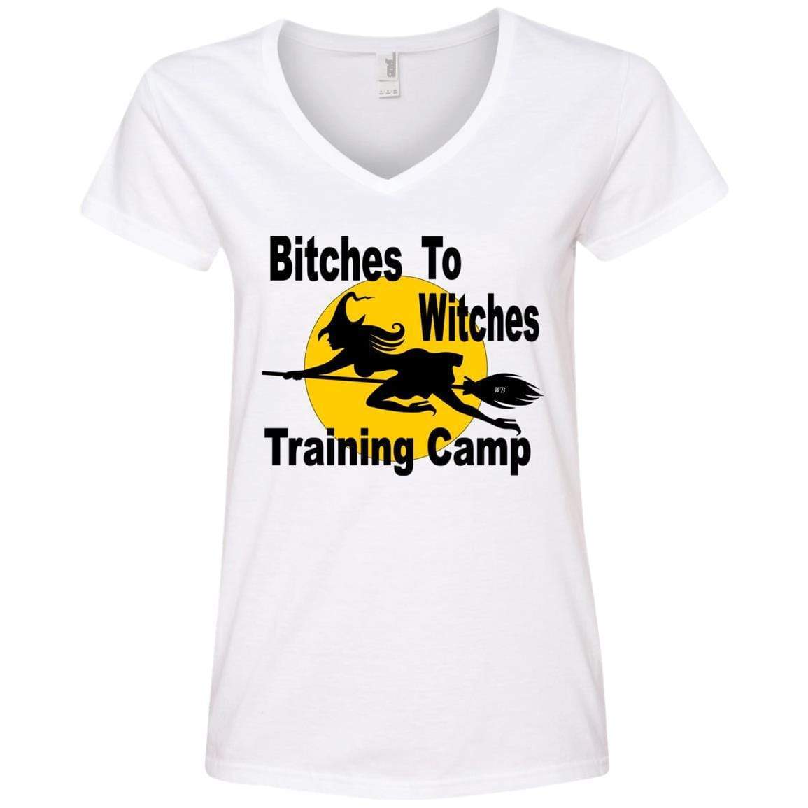 T-Shirts White / S WineyBitches.Co "Bitches To Witches Training Camp" Ladies' V-Neck T-Shirt WineyBitchesCo
