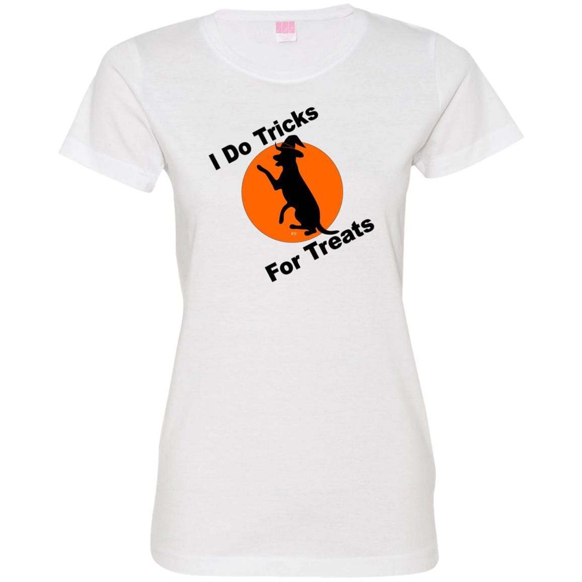 T-Shirts White / S WineyBitches.Co "I Do Tricks For Treats" Dog- Ladies' Fine Jersey T-Shirt WineyBitchesCo