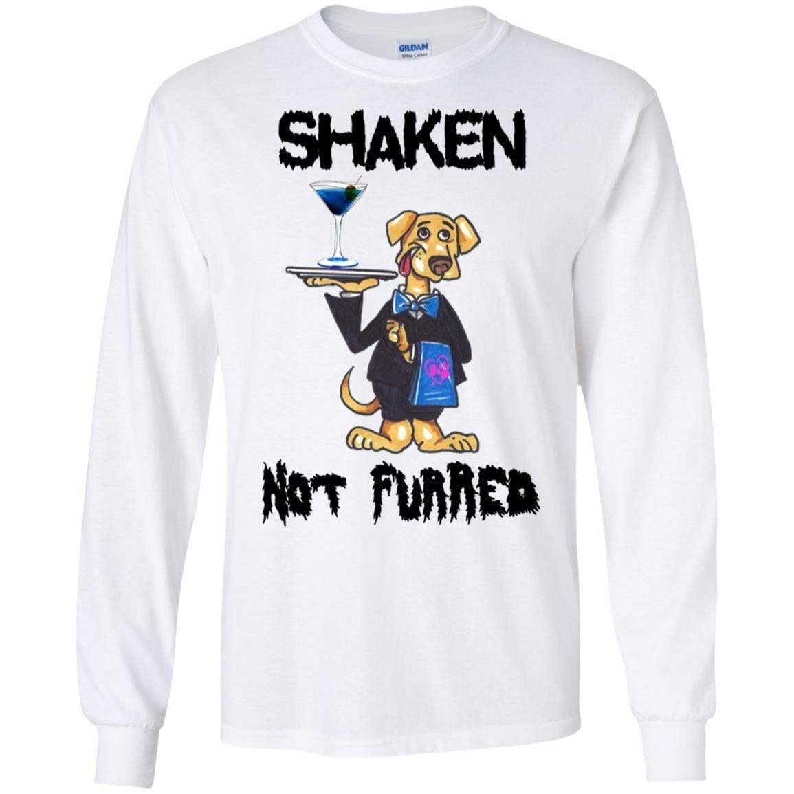 T-Shirts White / S WineyBitches.Co "Shaken Not Furred" LS Ultra Cotton T-Shirt WineyBitchesCo