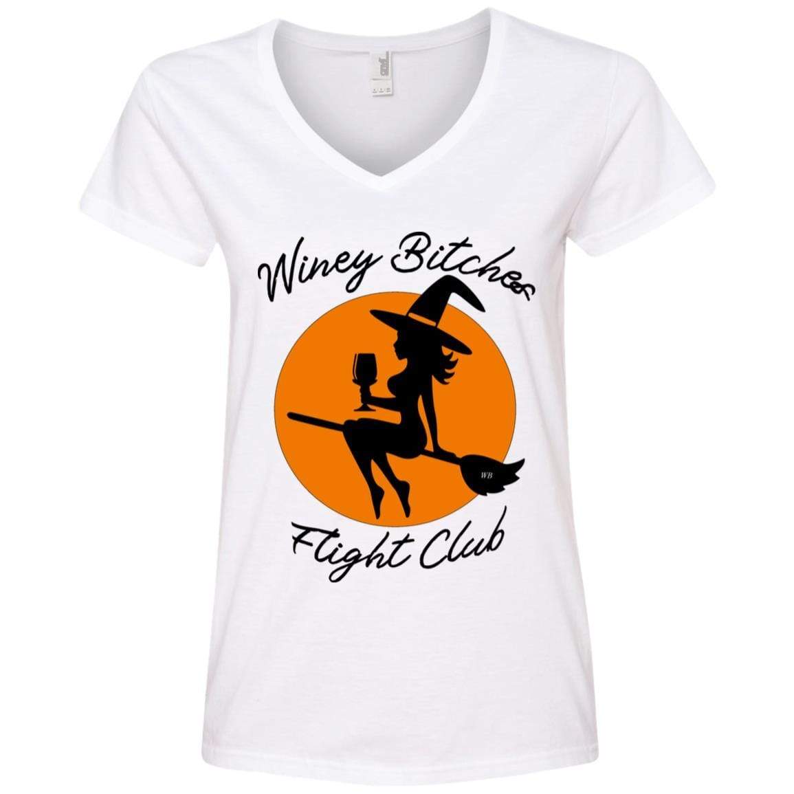 T-Shirts White / S WineyBitches.Co "Winey Bitches Flight Club" Ladies' V-Neck T-Shirt WineyBitchesCo