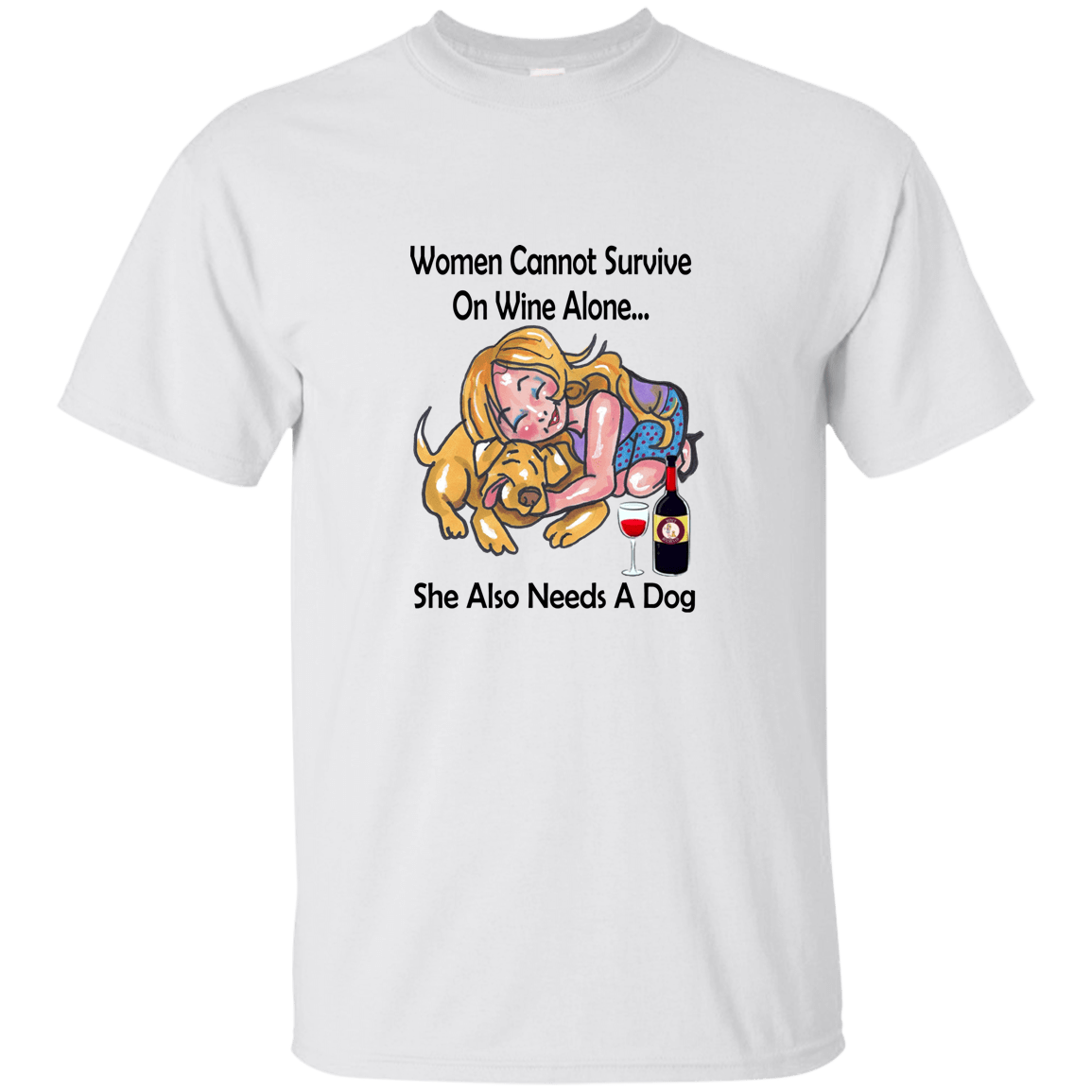 T-Shirts White / S WineyBitches.co "Women Cannot Survive On Wine Alone..." Blk Lettering T-Shirt WineyBitchesCo
