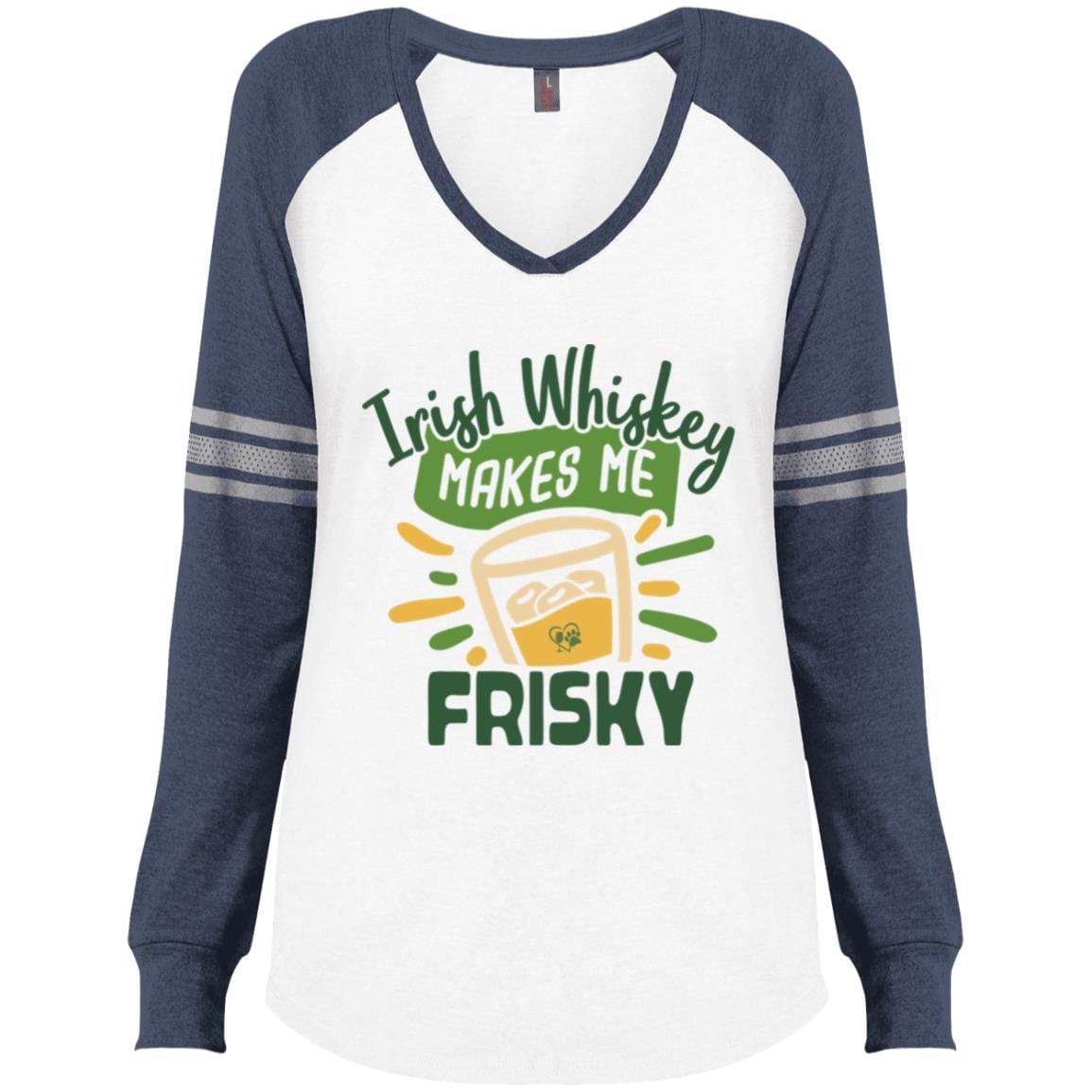 T-Shirts White/True Heathered Navy / X-Small Winey Bitches Co Ladies' Game LS V-Neck T-Shirt WineyBitchesCo