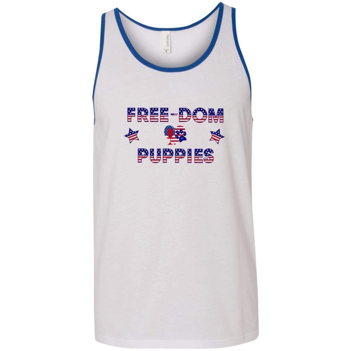 T-Shirts White/True Royal / X-Small WineyBitches.Co Free-Dom Puppies Unisex Tank WineyBitchesCo