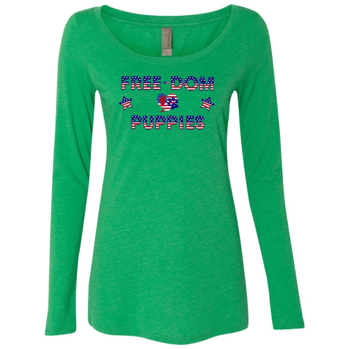 T-Shirts WineyBitches.Co Free-Dom Puppies Ladies' Triblend LS Scoop WineyBitchesCo