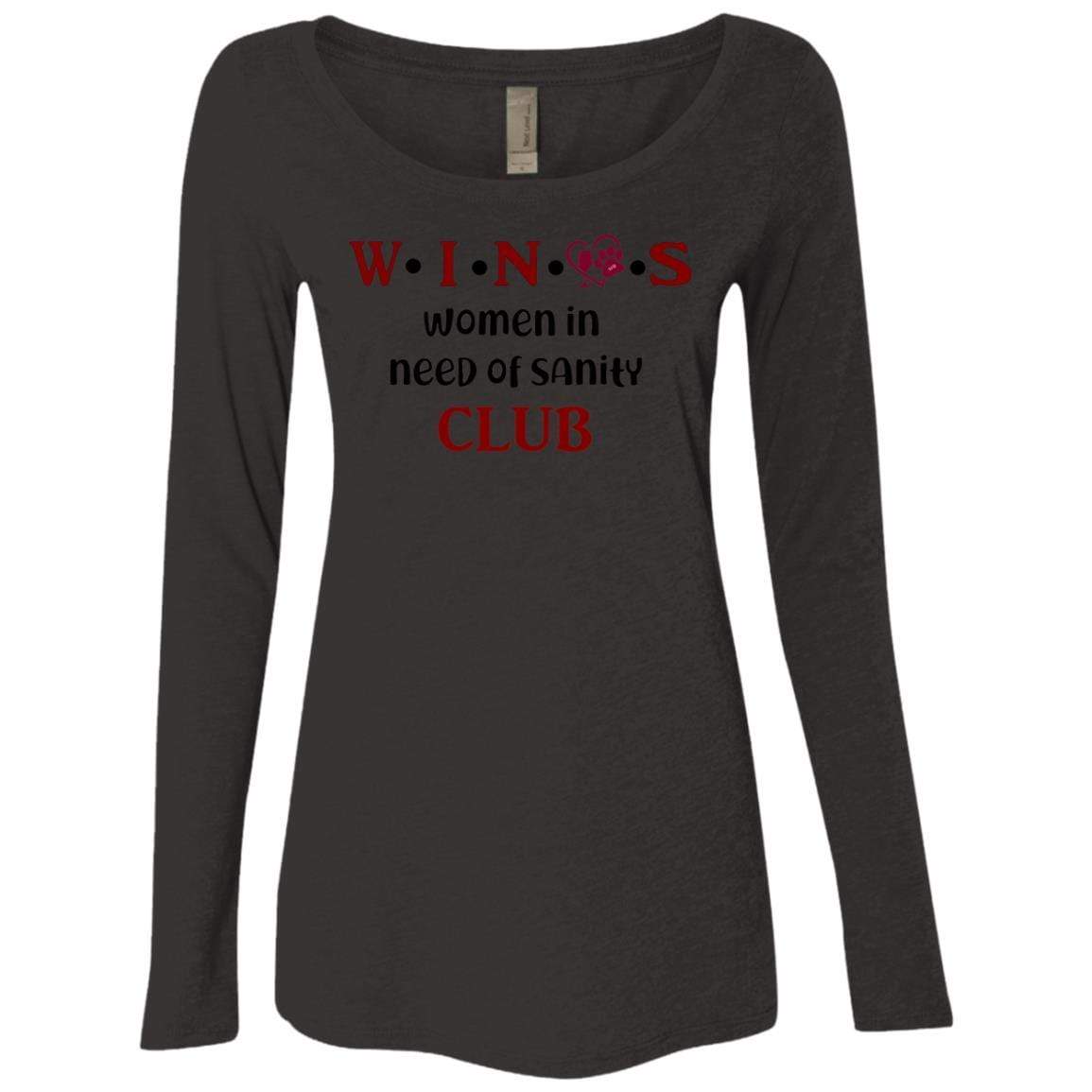 T-Shirts WineyBitches.Co WINOS Club Ladies' Triblend LS Scoop (Burg Lettering) WineyBitchesCo