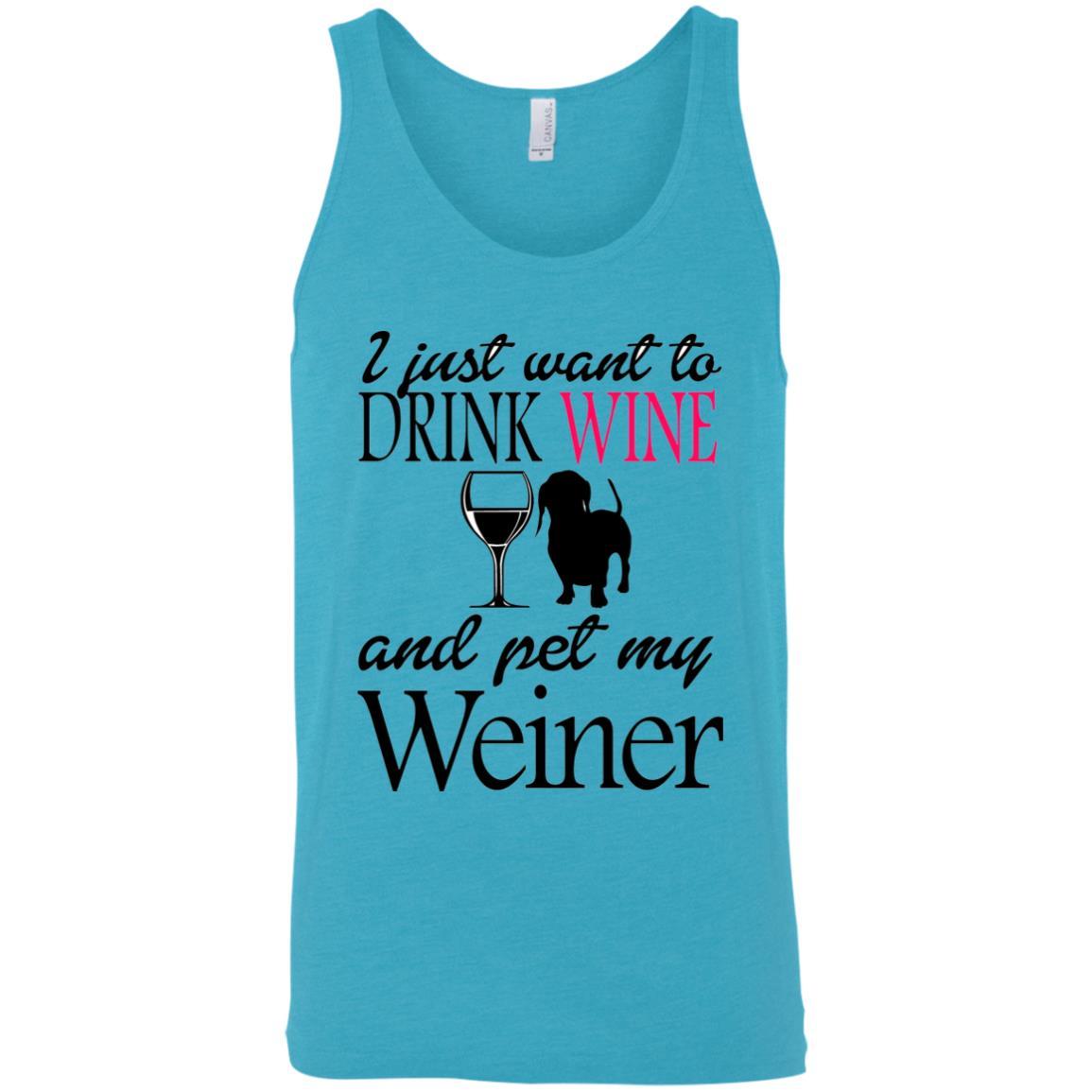 Tank Top Aqua Triblend/ / X-Small WineyBitches.Co "Drink wine, Pet Weiner" Unisex Tank WineyBitchesCo