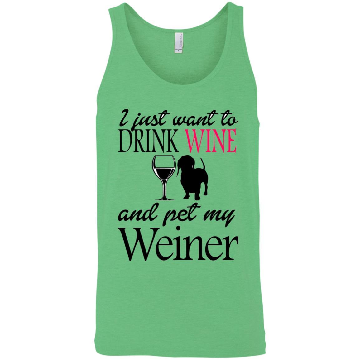 Tank Top Green Triblend / / X-Small WineyBitches.Co "Drink wine, Pet Weiner" Unisex Tank WineyBitchesCo