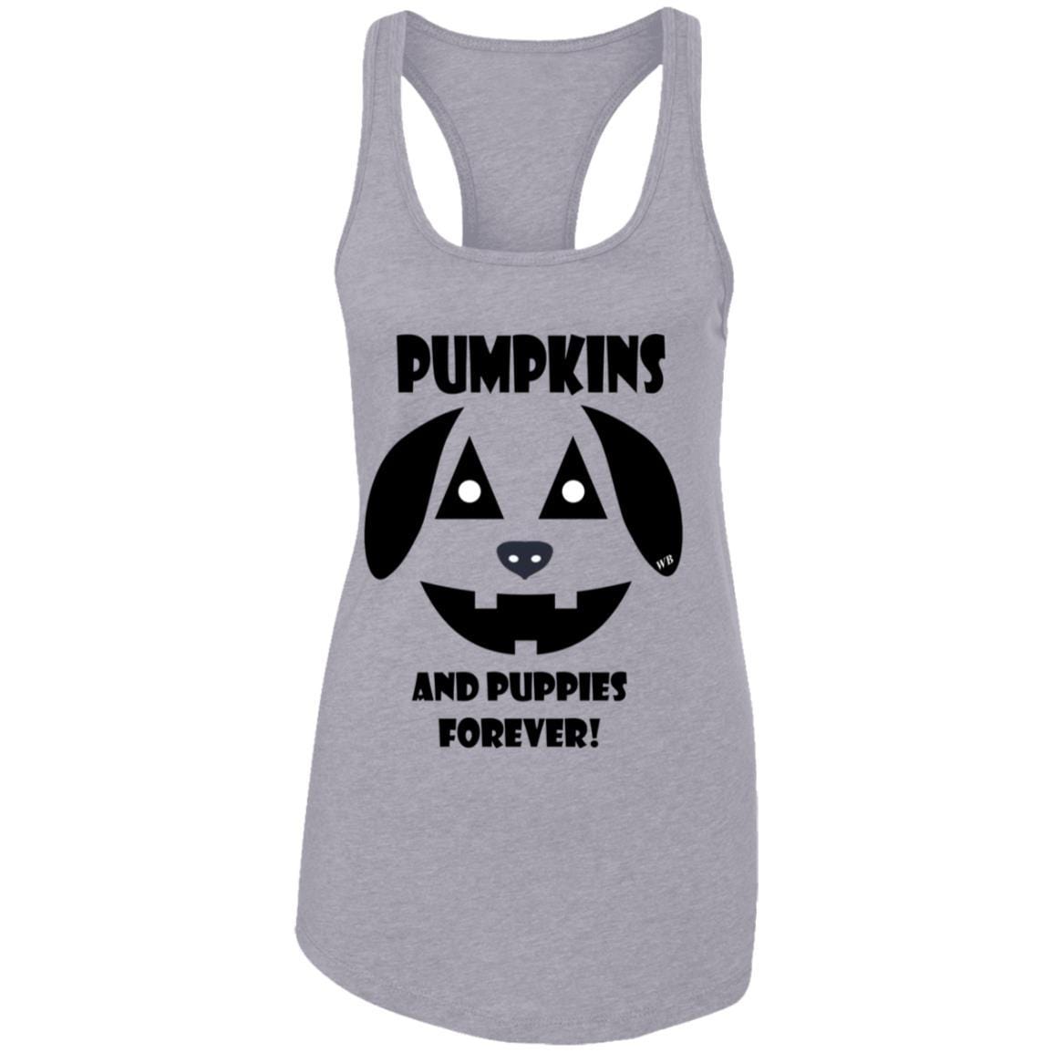 Tank Top Heather Grey / X-Small WineyBitches.Co "Pumpkins And Puppies Forever" Halloween Ladies Ideal Racerback Tank WineyBitchesCo