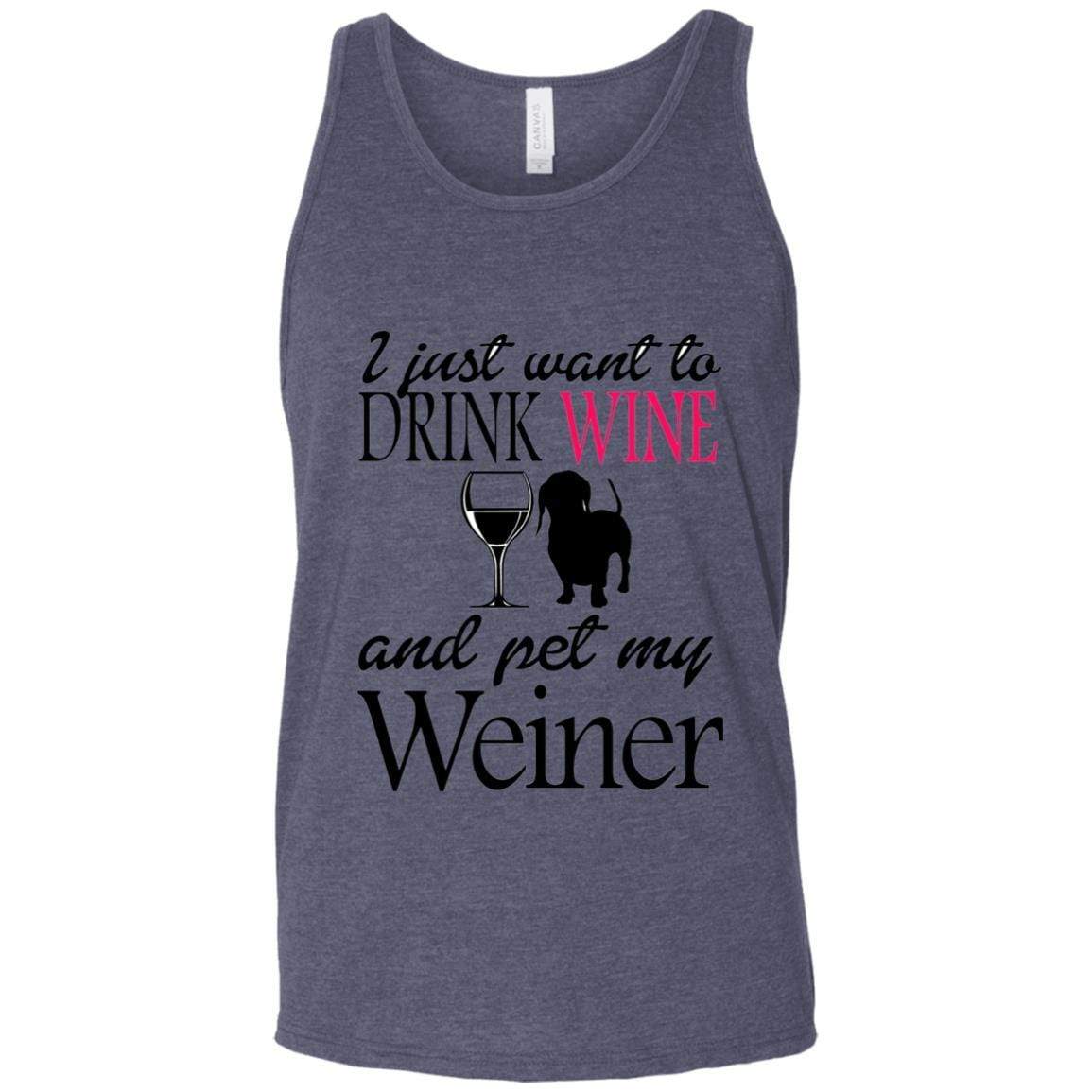 Tank Top Heather Navy / X-Small WineyBitches.Co "Drink wine, Pet Weiner" Unisex Tank WineyBitchesCo