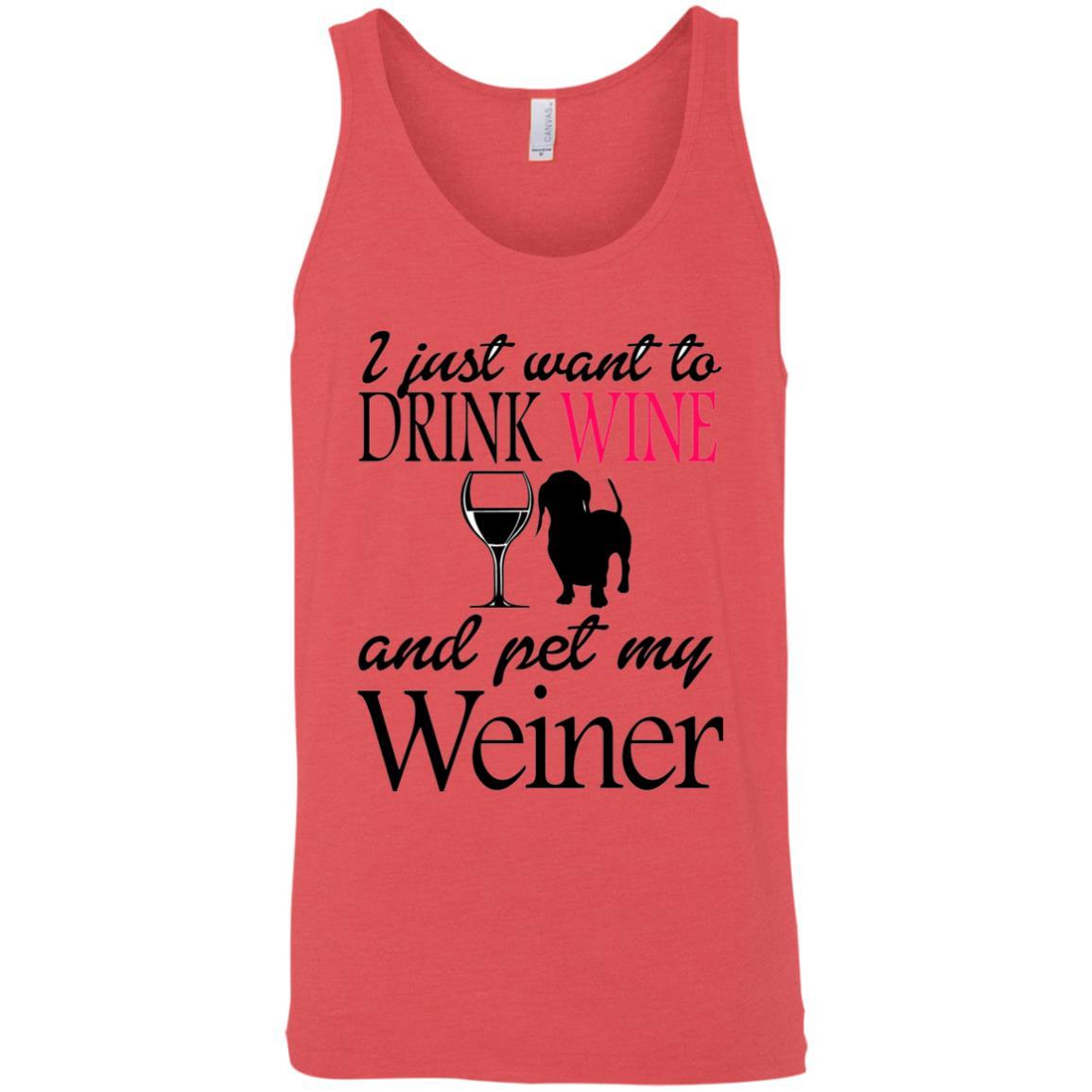 Tank Top Red Triblend/ / X-Small WineyBitches.Co "Drink wine, Pet Weiner" Unisex Tank WineyBitchesCo