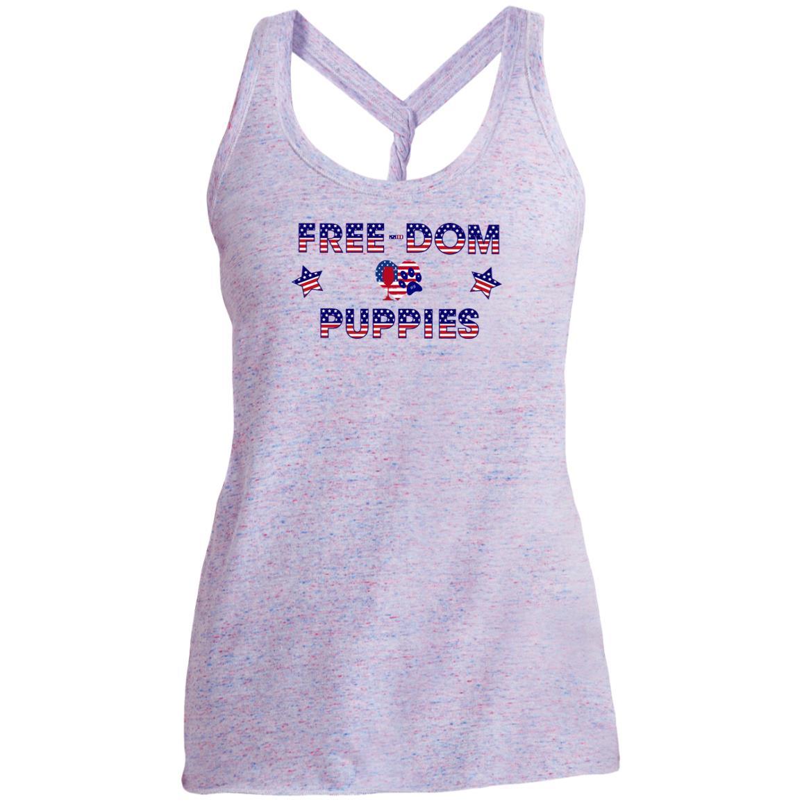 Tank Top White/Pink Cosmic / X-Small WineyBitches.Co Free-Dom Puppies Ladies Cosmic Twist Back Tank WineyBitchesCo