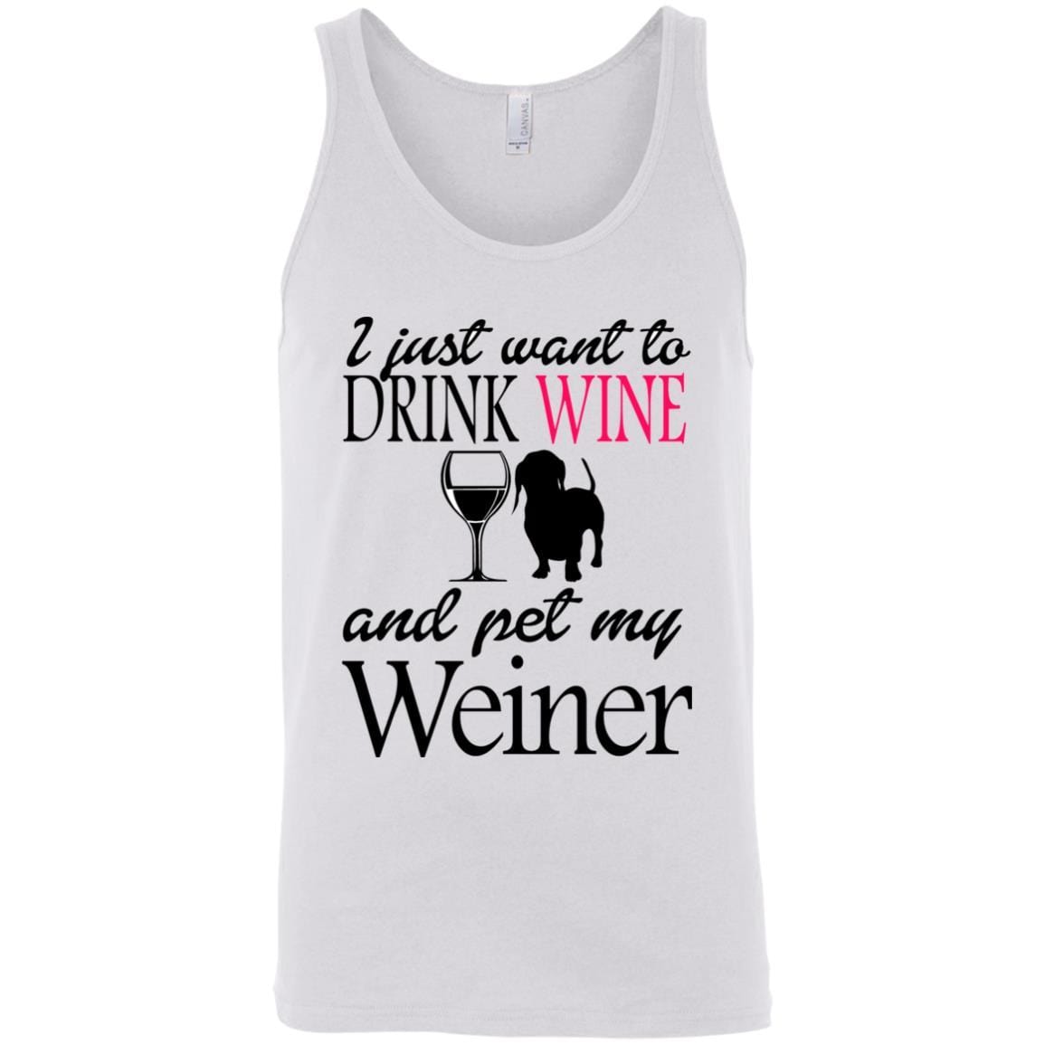 Tank Top White / X-Small WineyBitches.Co "Drink wine, Pet Weiner" Unisex Tank WineyBitchesCo
