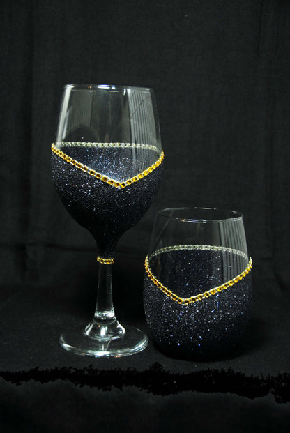 Bling Stem TRITON Shatterproof V Style Wine Glasses-Choose your color