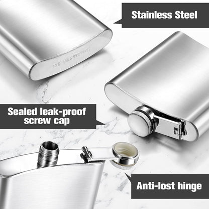 Military Space Force Stainless Steel Flask Silver 8 oz. Leak Proof